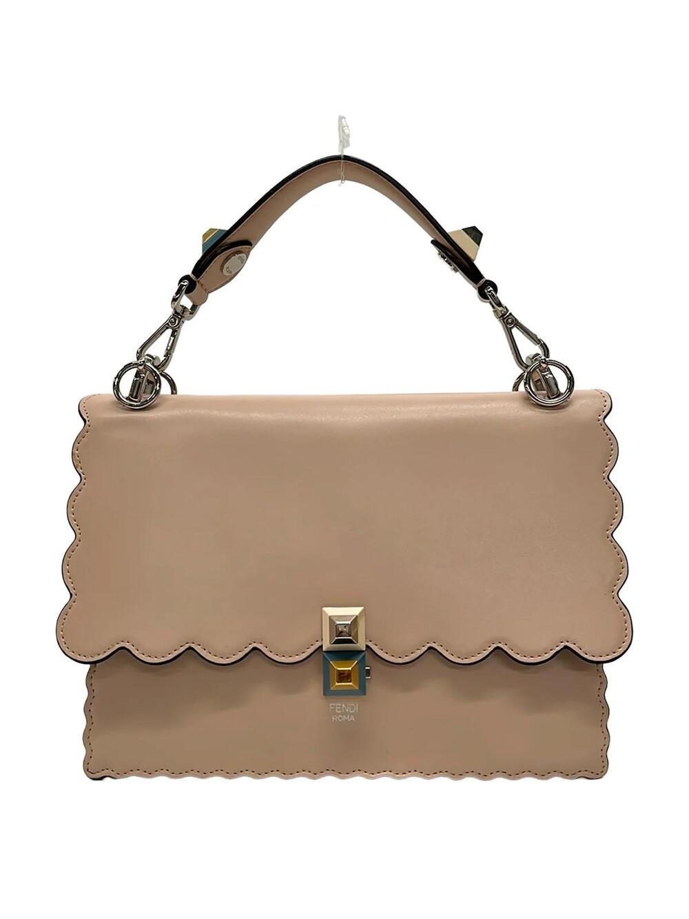 Fendi Kan I Pink Beige Leather Handbag #369950F81B